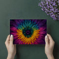 Psychedelic Floral Close-up Mural Wallpaper High Texture, Neon Rainbow, Abstract Mandala Art Mural Wallpaper - room preview 03