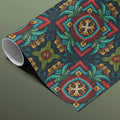 Embroidered Floral Square Mural Wallpaper — Rich Jewel Tones Mural Wallpaper - room preview 03