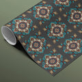 Traditional Floral Tile Mural Wallpaper — Midnight Geometric Print Mural Wallpaper - room preview 03