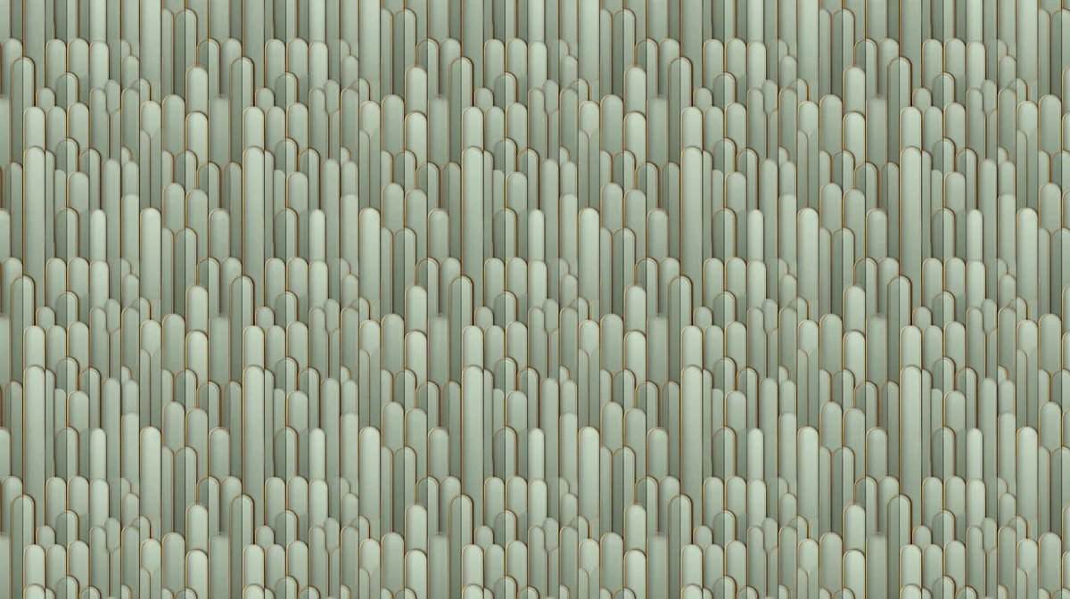 Sage Green Vertical Capsule Mural Wallpaper — Modern Geometric Mural Wallpaper - room preview 03