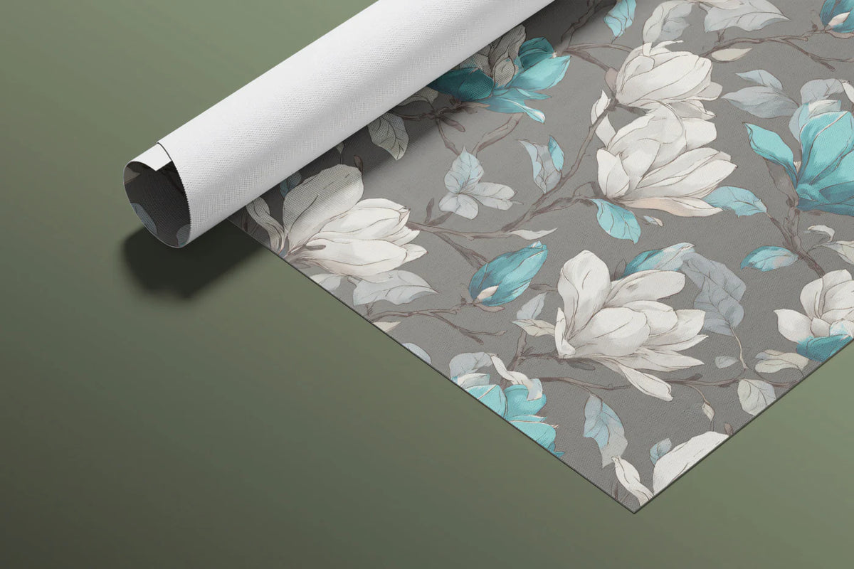 Dual-Tone Magnolia Floral Mural Wallpaper — Modern Classic Mural Wallpaper - room preview 03
