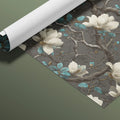 Dark Magnolia Floral Mural Wallpaper — Moody Botanical Print Mural Wallpaper - room preview 03