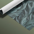 Deep Teal Feather Texture Mural Wallpaper — Organic Relief Pattern Mural Wallpaper - room preview 03