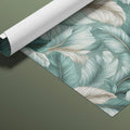 Feathered Frond Mural Wallpaper in Teal and Cream Mural Wallpaper - room preview 03