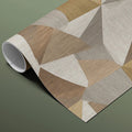 Geometric Wood Cube Mural Wallpaper — Warm Architectural Pattern Mural Wallpaper - room preview 03