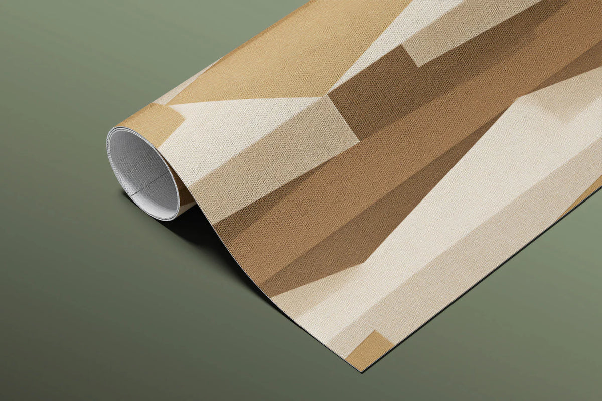 Vertical Geometric Column Mural Wallpaper — Sculptural Warm Neutrals Mural Wallpaper - room preview 03