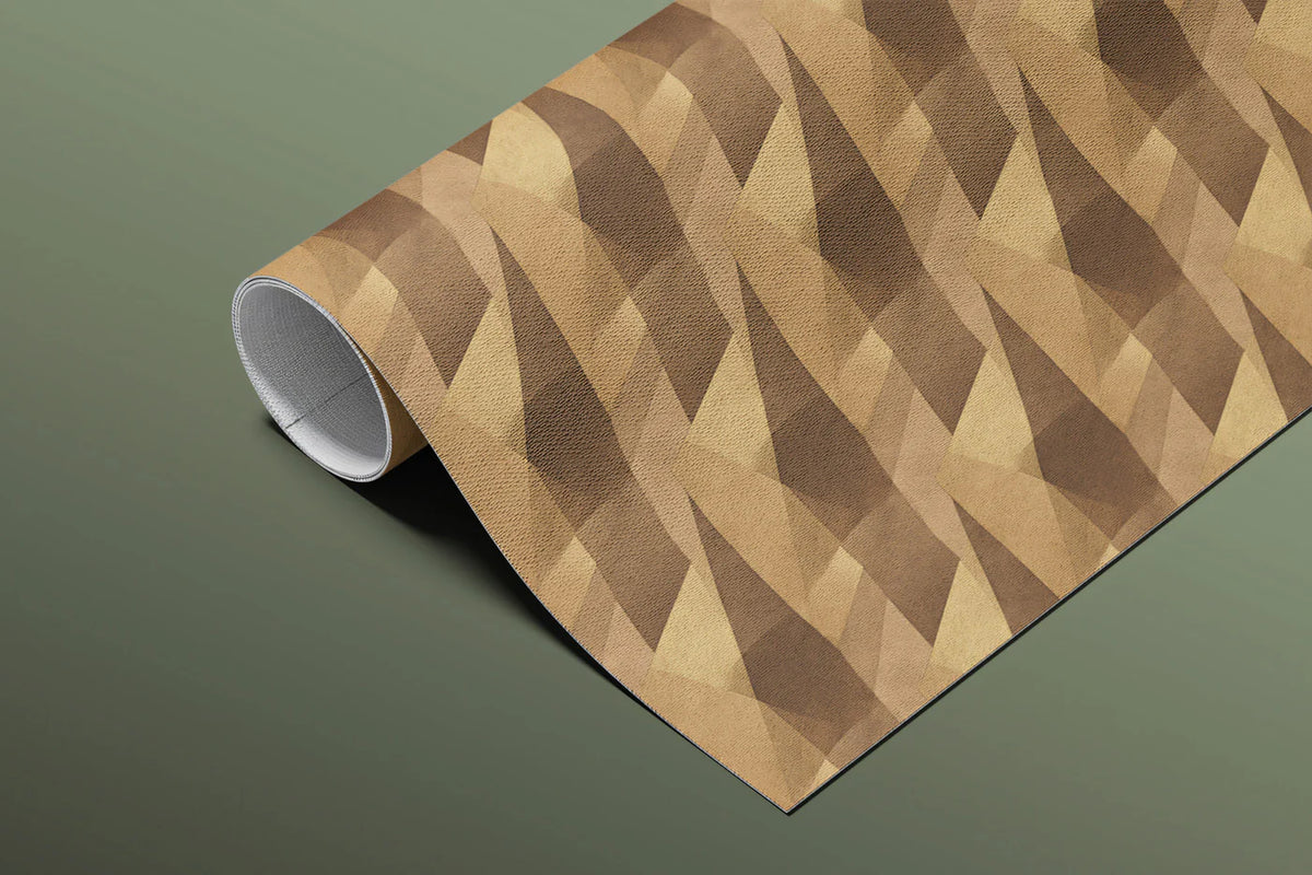 Geometric Prism Woodgrain Mural Wallpaper — Warm Earthy Tones Mural Wallpaper - room preview 03