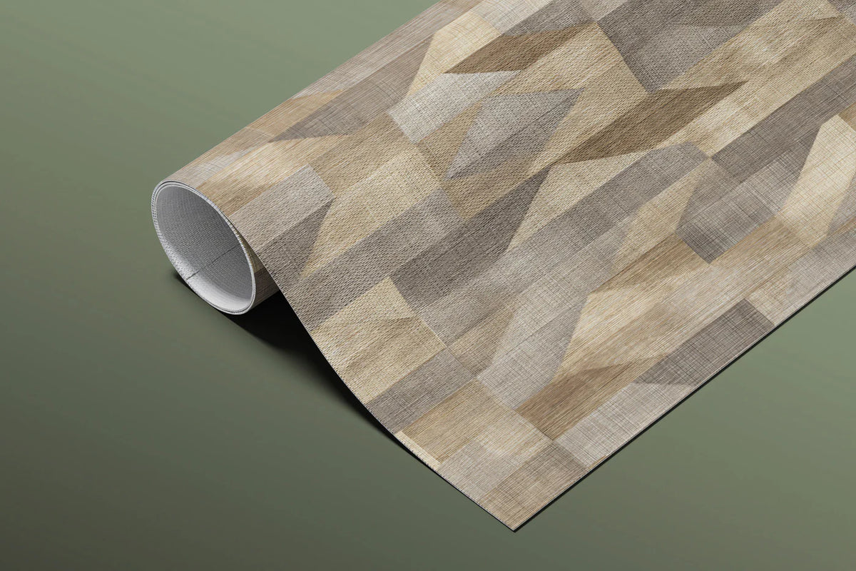 Geometric Prism Woodgrain Mural Wallpaper — Earthy Abstract Mural Wallpaper - room preview 03