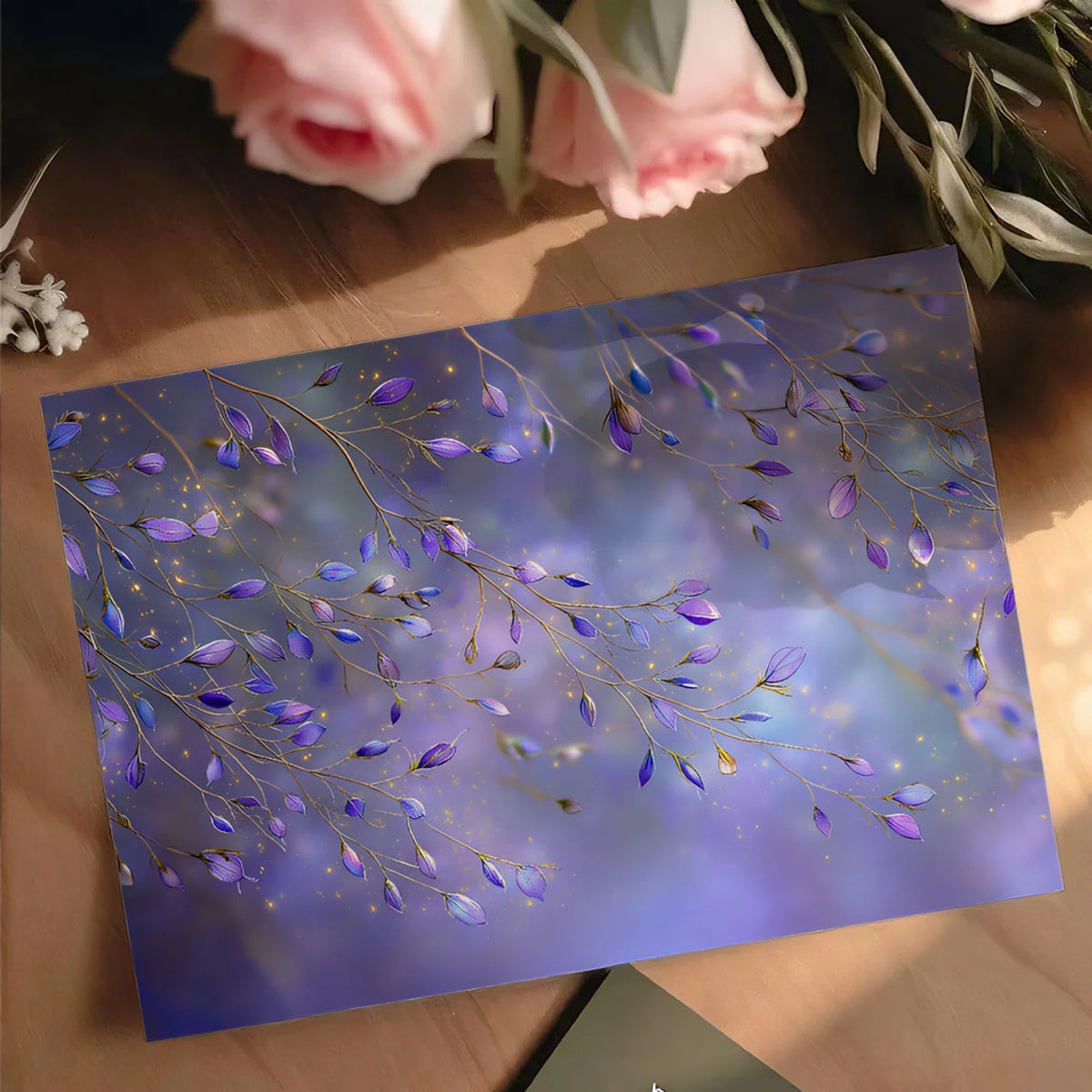 Ethereal Violet Vine Mural Wallpaper — Dreamy Floral Wall Decor Mural Wallpaper - room preview 03