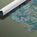 Feathered Frond Mural Wallpaper — Moody Teal Botanical Print Mural Wallpaper - room preview 03