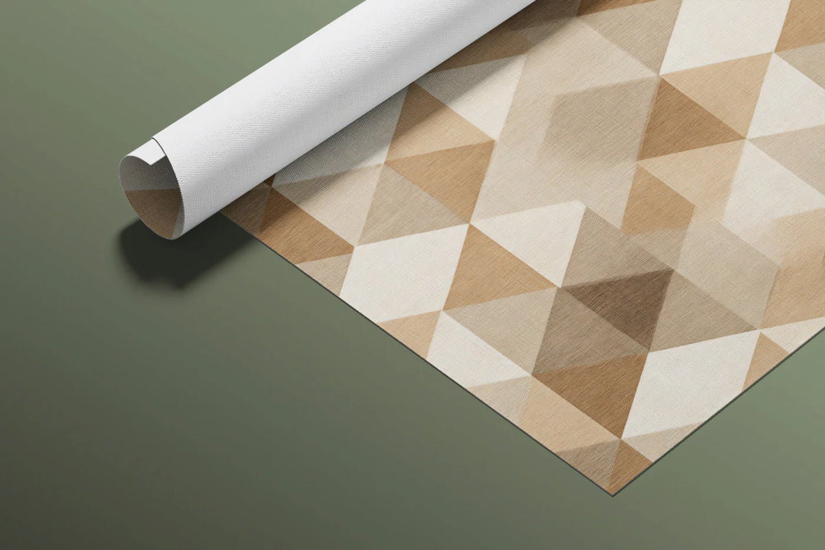 Interlocking Geometric Triangle Mural Wallpaper in Earth Tones Mural Wallpaper - room preview 03
