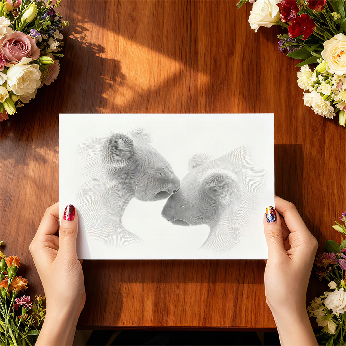 Koala Line Art Mural Wallpaper — Minimalist Monochrome Portrait Mural Wallpaper - room preview 03