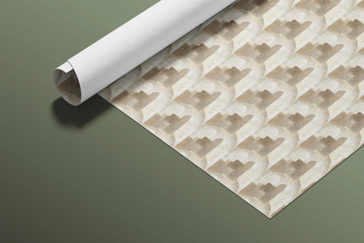 Interlocking Arch Mosaic Mural Wallpaper — Neutral Geometric Print Mural Wallpaper - room preview 03