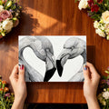 Flamingo Heart Silhouette Mural Wallpaper — Graphic Line Art Mural Wallpaper - room preview 03