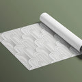Art Deco Arch Relief Mural Wallpaper — Clean White 3D Texture Mural Wallpaper - room preview 03