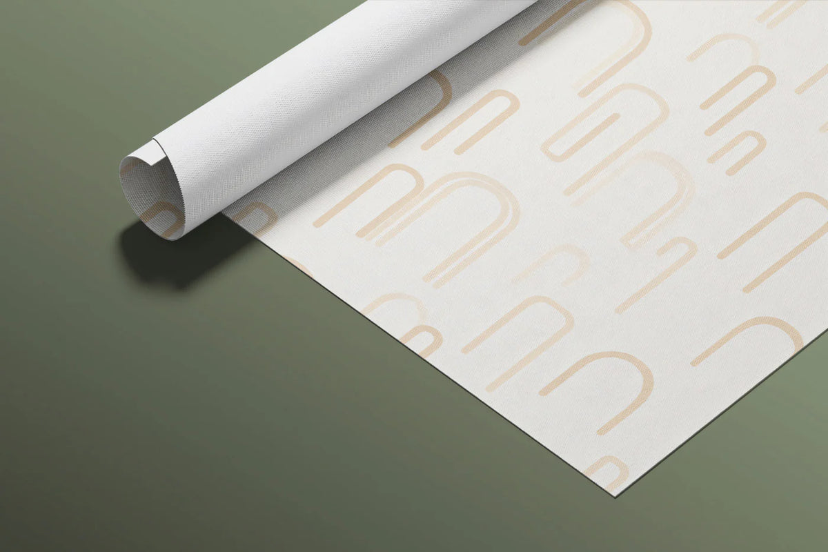 Minimalist Arch Linear Mural Wallpaper — Soft Neutral Cream Mural Wallpaper - room preview 03