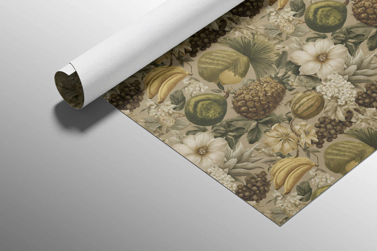 Vintage Botanical Harvest Mural Wallpaper —Antique Tropical Motif Mural Wallpaper - room preview 03