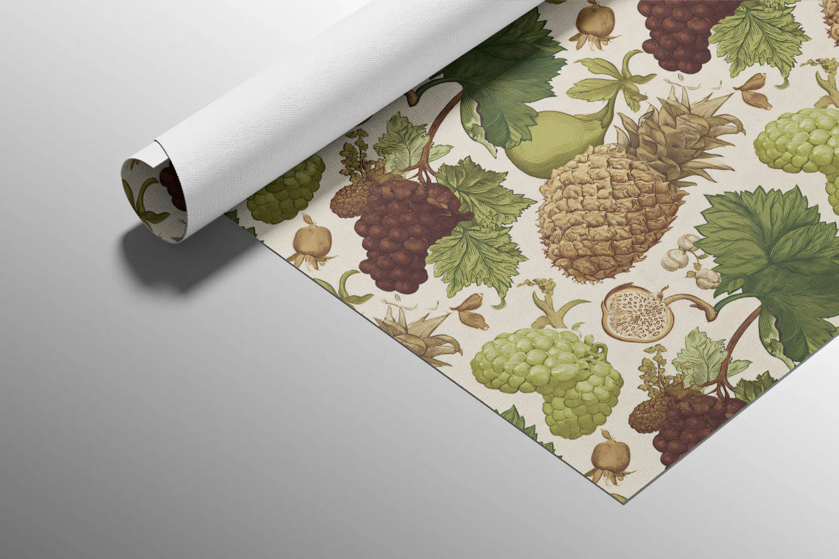 Vintage Botanical Fruit Mural Wallpaper — Engraved Orchard Design Mural Wallpaper - room preview 03