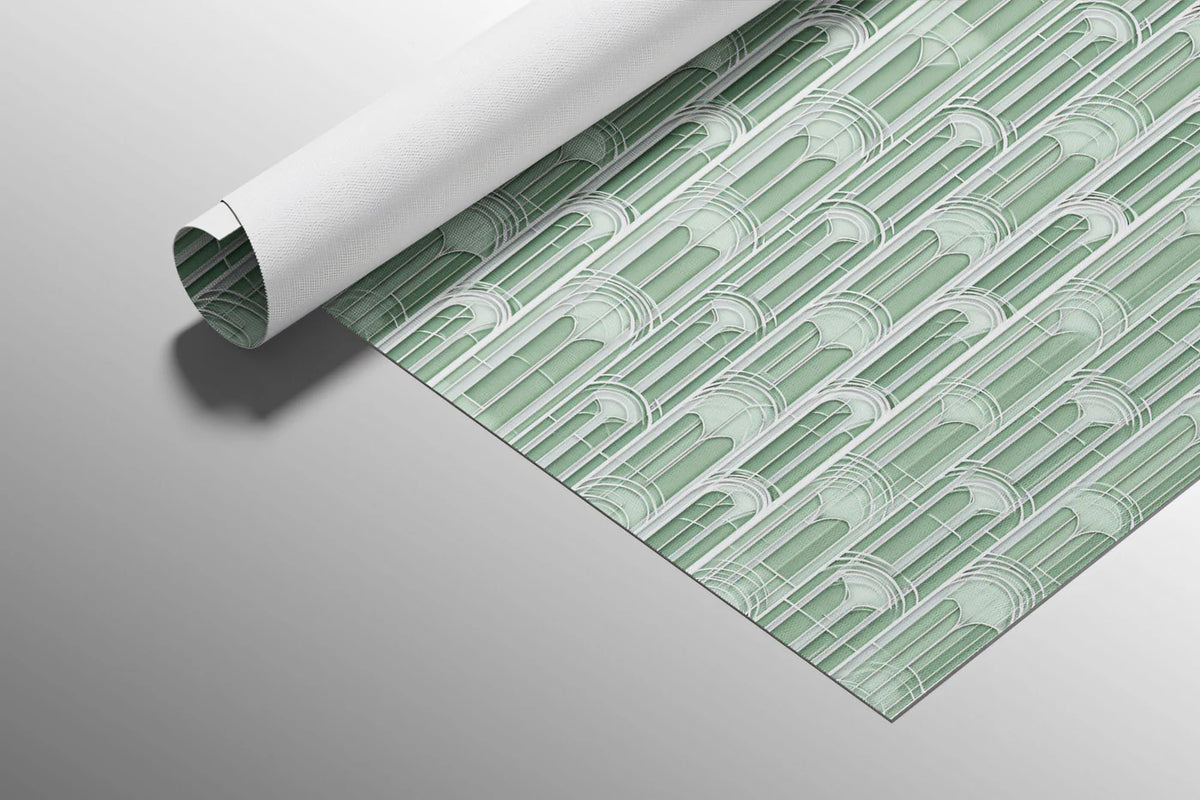 Pale Sage Fluted Arch Mural Wallpaper — Architectural Geometric Mural Wallpaper - room preview 03