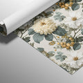 Vintage Cream Dahlia and Berry Floral Mural Wallpaper - room preview 03