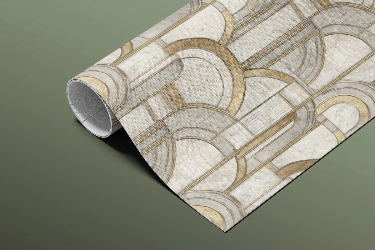 Art Deco Fan Arch Mural Wallpaper in Gold and Marble Mural Wallpaper - room preview 03
