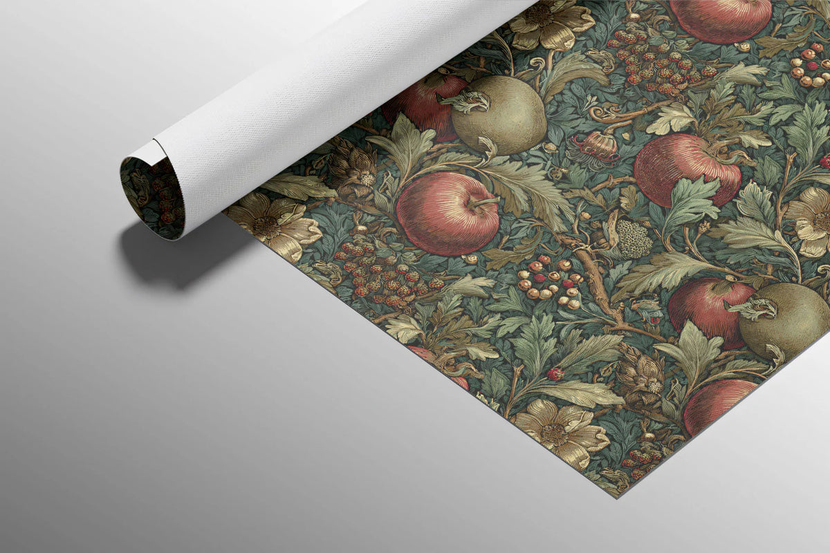 Arts and Crafts Apple Vine Mural Wallpaper — Traditional Botanical Mural Wallpaper - room preview 03