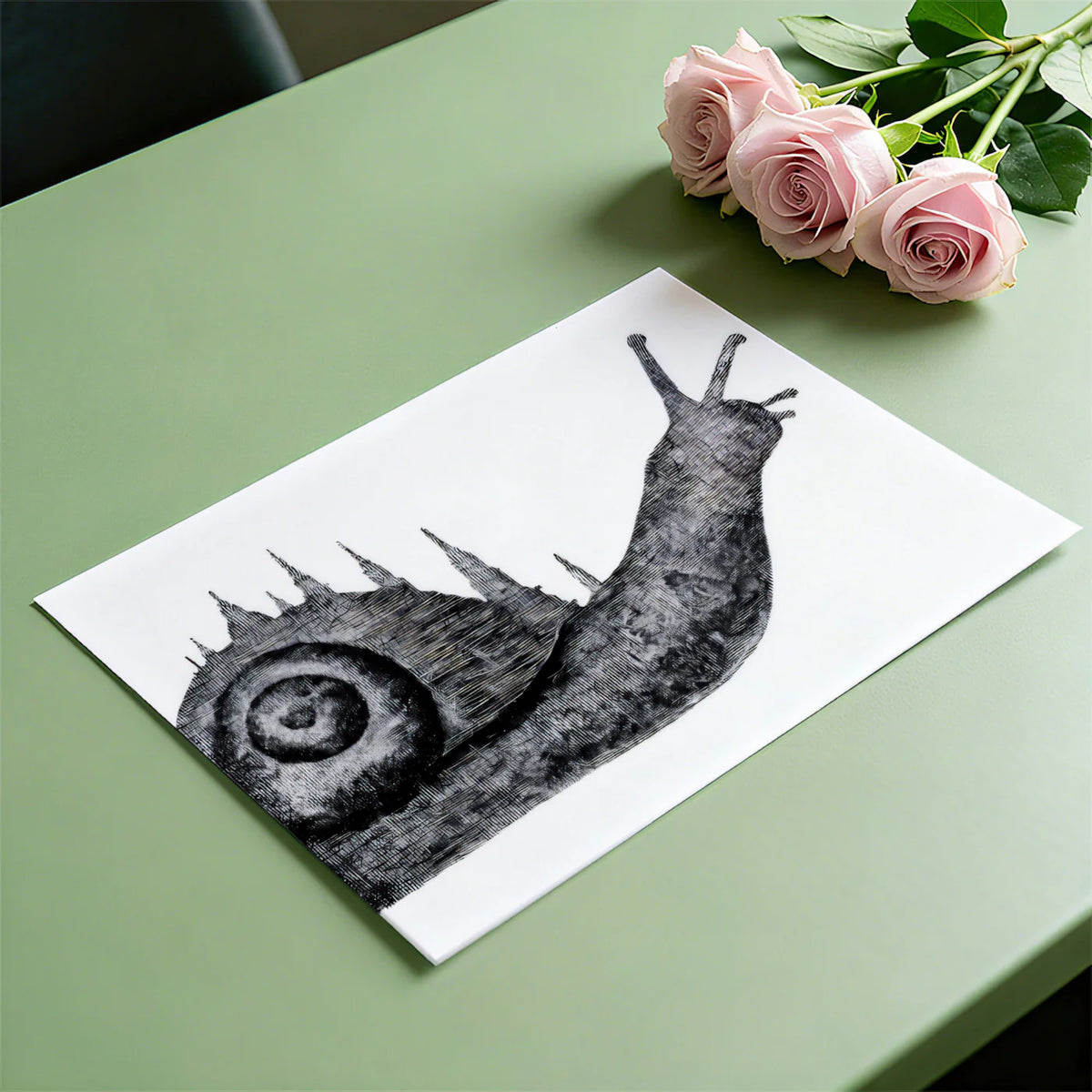 Snail City Silhouette Mural Wallpaper — Surreal Ink Illustration Mural Wallpaper - room preview 03