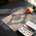 Asian Courtyard Architectural Blueprint Mural Wallpaper - room preview 03