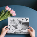 Running Wolf and Bat Swarm Mural Wallpaper — Engraving Style Mural Wallpaper - room preview 03