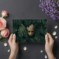 Golden Wood Mask Mural Wallpaper — Dark Botanical Illustration Mural Wallpaper - room preview 03