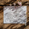 Whimsical Whale and Cottage Mural Wallpaper — Hand-Drawn Line Art Mural Wallpaper - room preview 03