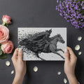 Knight and Bat Swarm Engraving Style Mural Wallpaper - room preview 03
