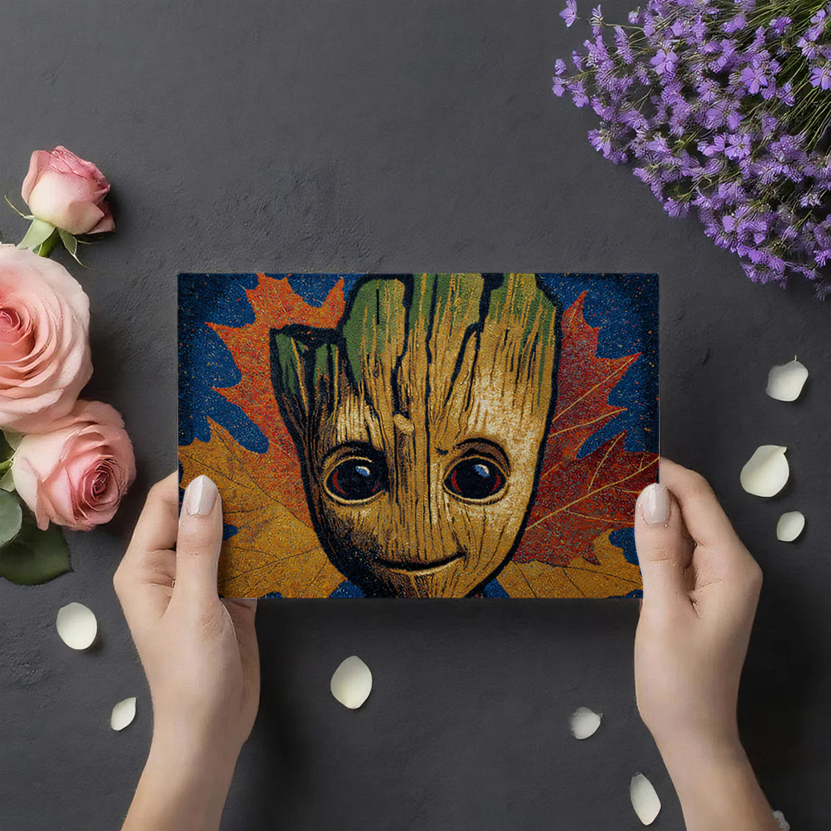 Autumnal Forest Spirit Mural Wallpaper — Artistic Folk Portrait Mural Wallpaper - room preview 03