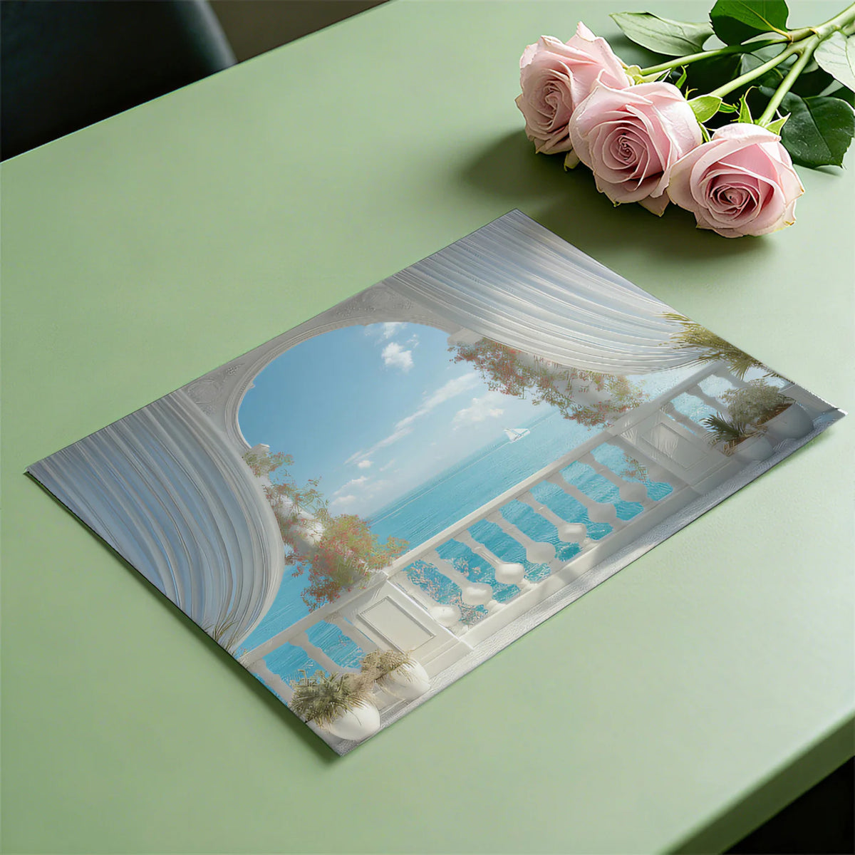 Mediterranean Sea View Mural Wallpaper — Romantic Archway Design Mural Wallpaper - room preview 03