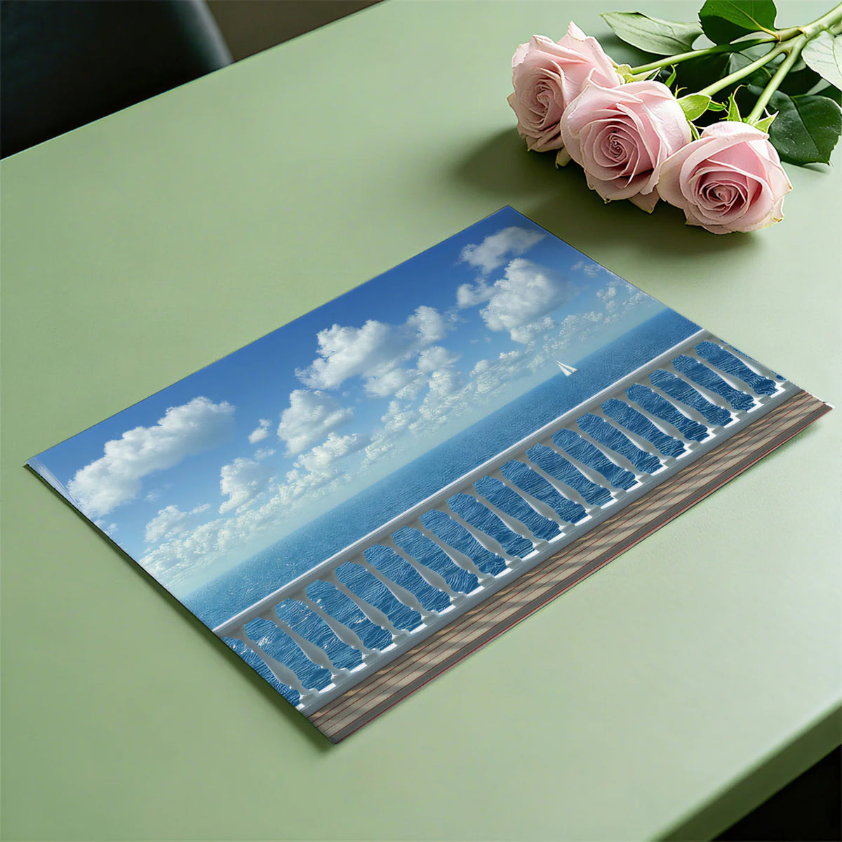 Mediterranean Balcony Seascape Mural Wallpaper - room preview 03