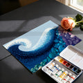 Stylized Ocean Wave Mural Wallpaper — Vibrant Pebble Shoreline Mural Wallpaper - room preview 03