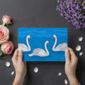 Floating Swans Mural Wallpaper — Folk Art Illustration Mural Wallpaper - room preview 03