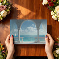 Classical Balcony Seascape Mural Wallpaper — Architectural View Mural Wallpaper - room preview 03