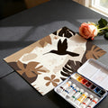 Abstract Hummingbird & Botanical Mural Wallpaper — Earthy Matisse Style Mural Wallpaper - room preview 03