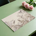 Hummingbird Botanical Line Art Mural Wallpaper — Soft Beige Mural Wallpaper - room preview 03