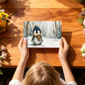 Winter Penguin in Snowy Forest Mural Wallpaper — Whimsical Decor Mural Wallpaper - room preview 03