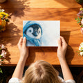 Baby Penguin Portrait Mural Wallpaper in Soft Blue Knit Mural Wallpaper - room preview 03
