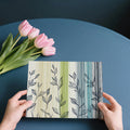 Linear Botanical Stripe Mural Wallpaper — Modern Nature Art Mural Wallpaper - room preview 03