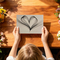 Floating Ribbon Heart Mural Wallpaper — Minimalist Sketch Art Mural Wallpaper - room preview 03