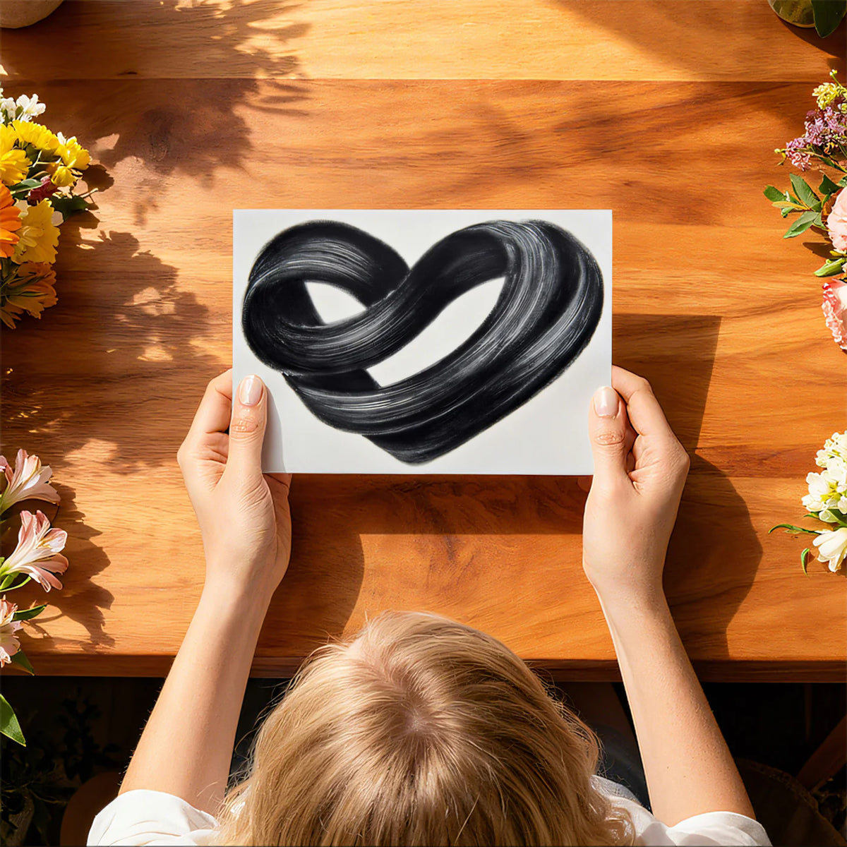 Infinity Heart Mural Wallpaper — Minimalist Brushstroke Art Mural Wallpaper - room preview 03