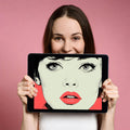 Retro Pop Art Portrait Mural Wallpaper — Graphic Halftone Design Mural Wallpaper - room preview 03
