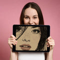 Stippled Portrait Illustration Mural Wallpaper — Artistic Sketch Mural Wallpaper - room preview 03