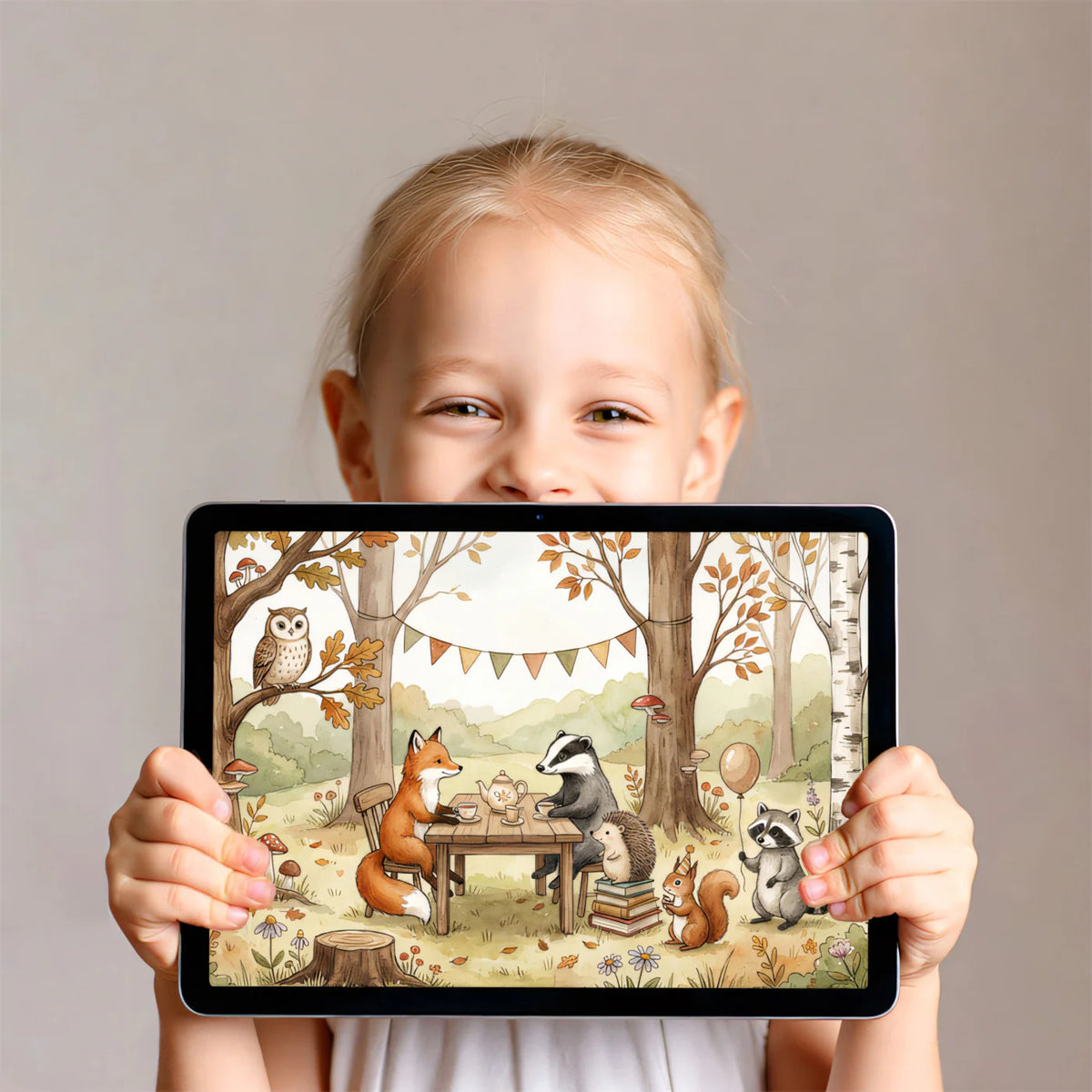 Forest Tea Party Woodland Animal Mural Wallpaper — Whimsical Decor Mural Wallpaper - room preview 03