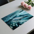 Impressionist Seascape Mural Wallpaper — Deep Teal Ocean Waves Mural Wallpaper - room preview 03