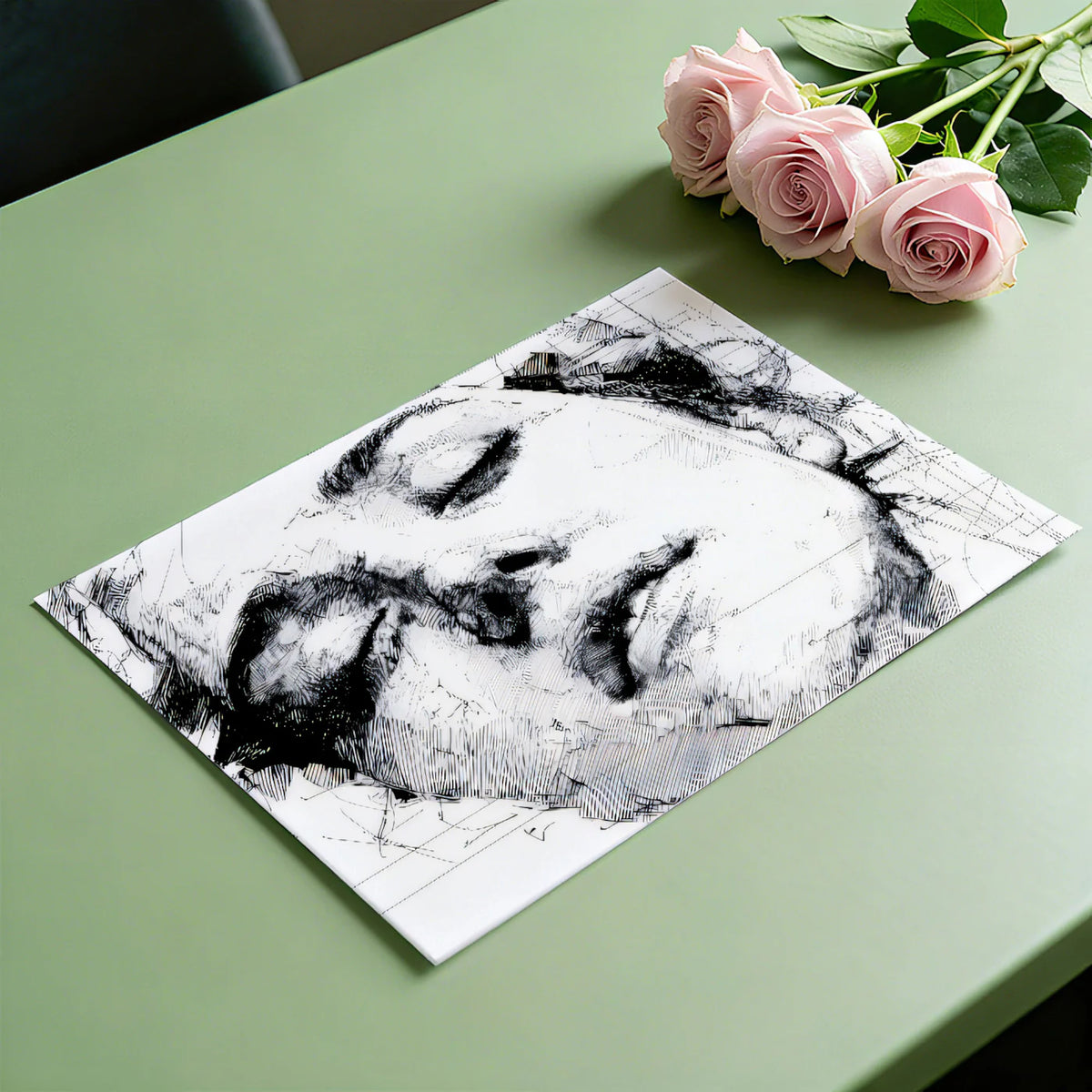 Architectural Portrait Mural Wallpaper — Abstract Line Sketch Mural Wallpaper - room preview 03